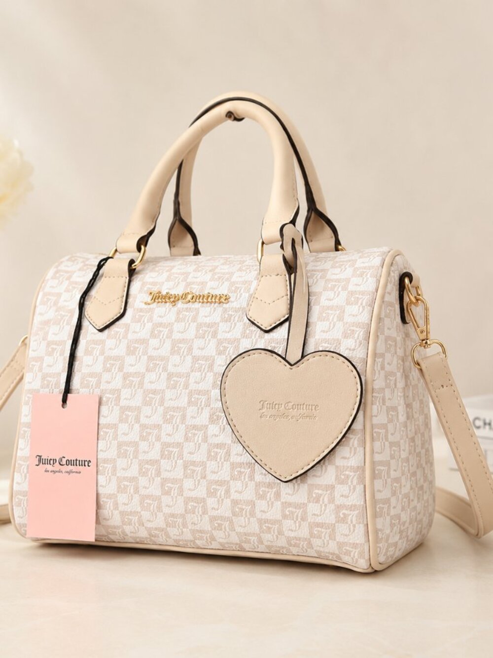 Juicy Couture Geo Sandstone Logo Satchel Crossbody Bag NWT
